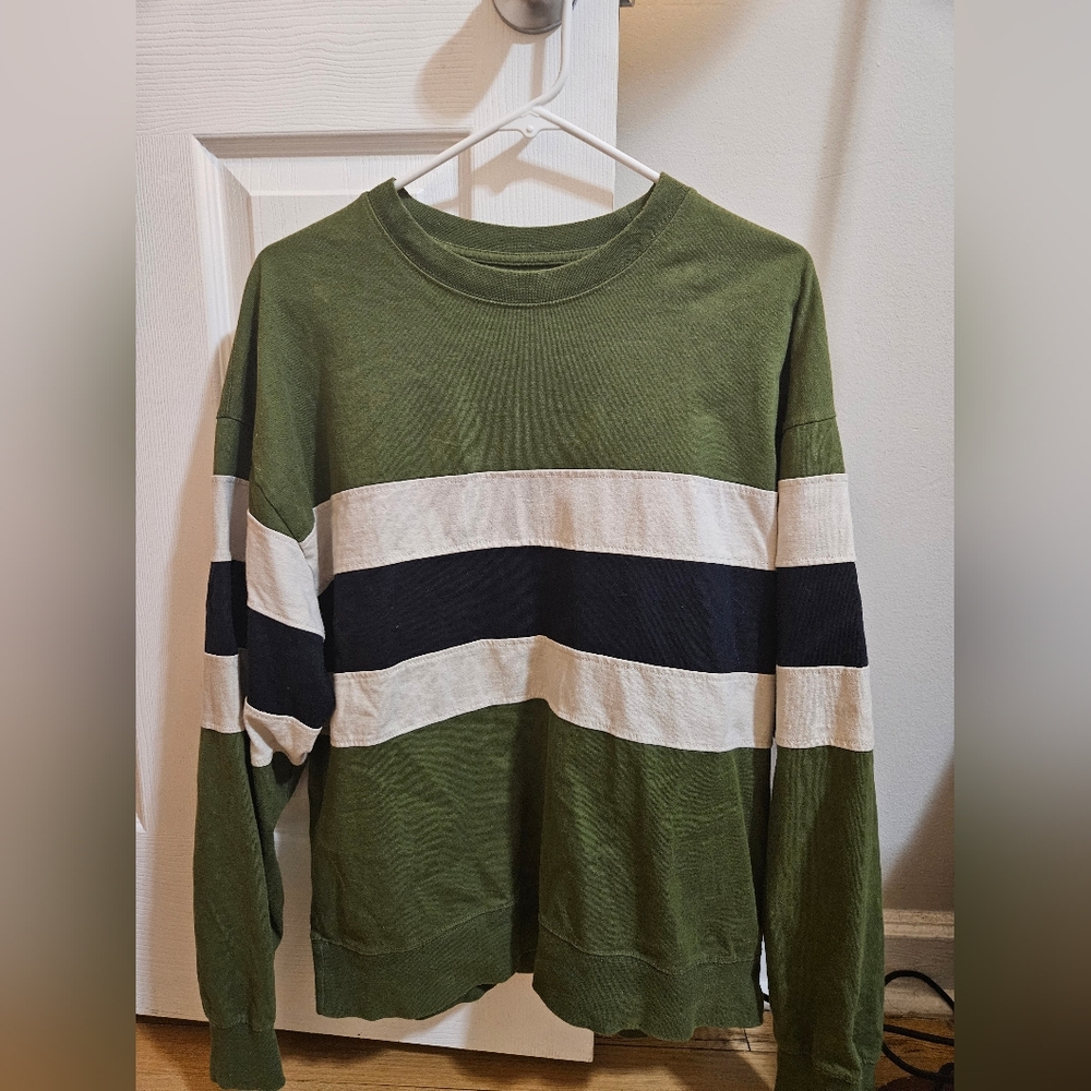 Green and White Topman Long Sleeve Shirt